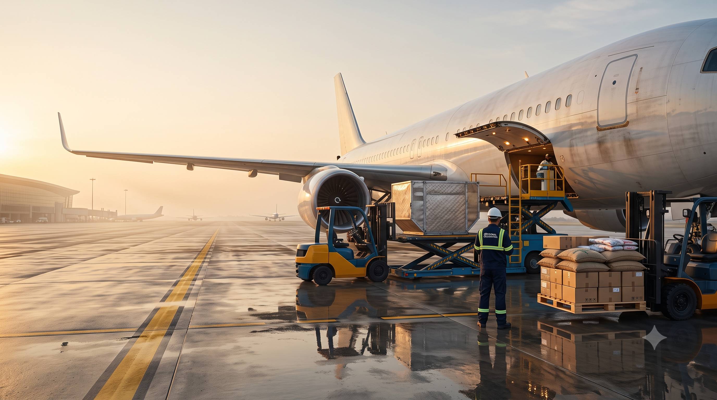 Air cargo pallets being loaded for international air freight